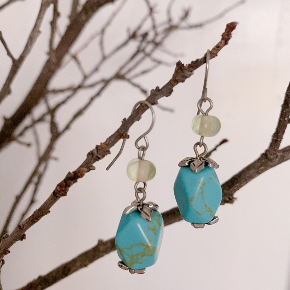 Turquoise and Green Yellow Apatite Drop Earrings